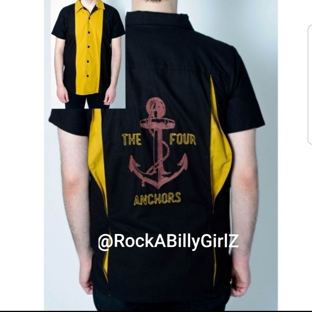 Tatyana Archie Vintage Bowling Shirt Mustard Panels Embroidery The Four Anchors